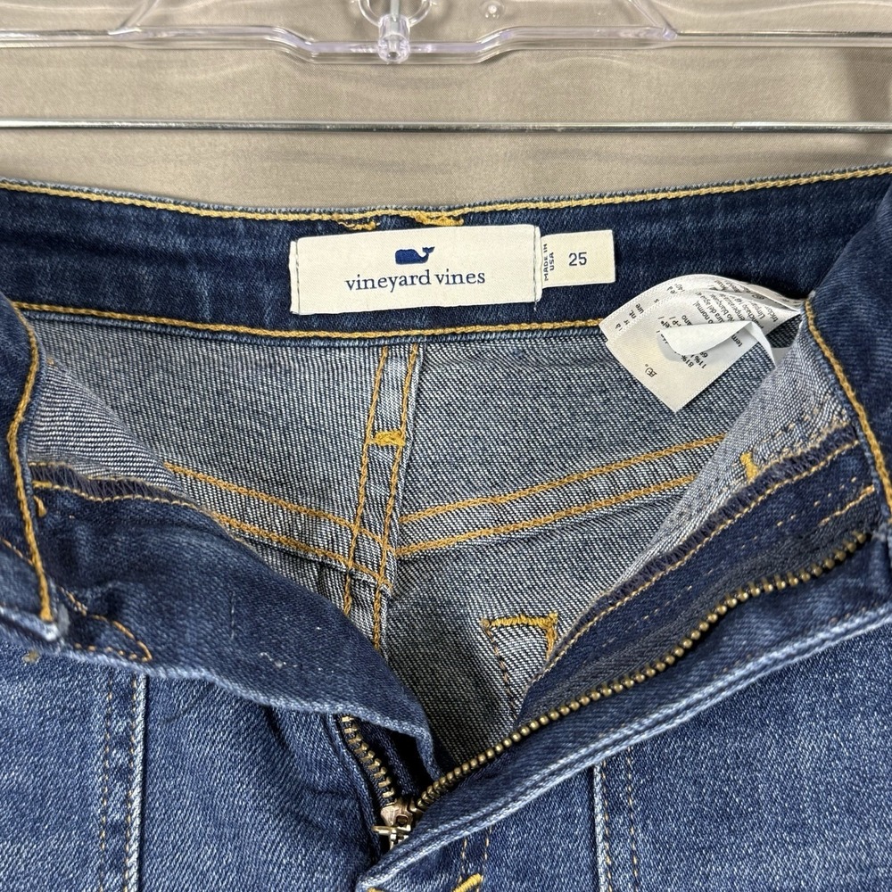 Vineyard Vines Utility Pocket Denim Jean Mini Skirt Dark Wash Preppy Size 25 - Picture 8 of 9
